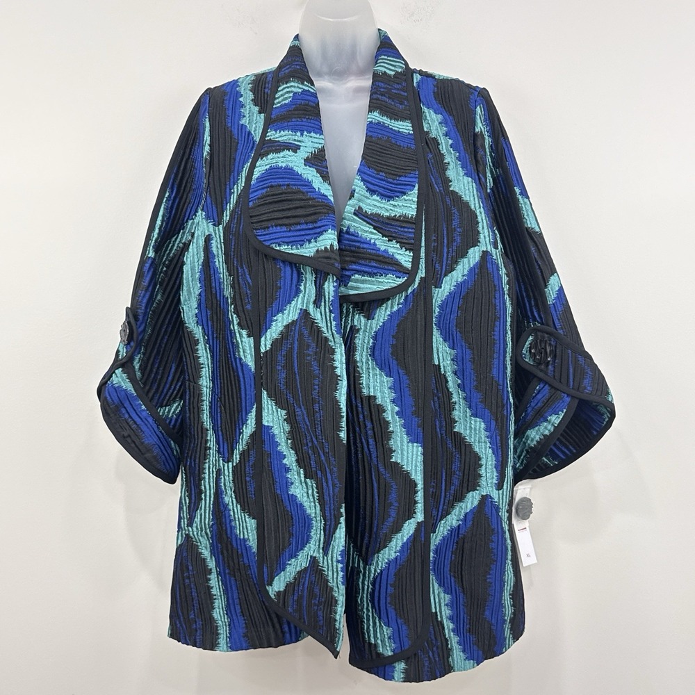 IC Collection Jacket Womens XL NWT Artsy Mature Boxy Lightweight 75231 Abstract